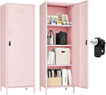 Steehoom Metal Storage Cabinet for Employees, Lockable File Cabinet, Utility Tall Cabinet Pink Locker with 3 Shelves for School, Office, Garage, Entryway (Pink, H59.06'')
