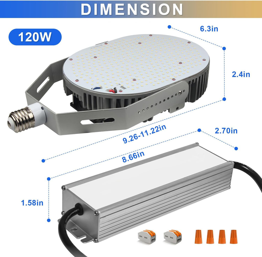 120W Shoebox LED Retrofit Kits, 16200LM 5000K, E39 Mogul Base, LED Retrofit Lights (600W MH/HPS Equivalent), Ideal for Parking Lots, Tennis Courts & Outdoor Street Lighting, ETL Listed (1-Pack)