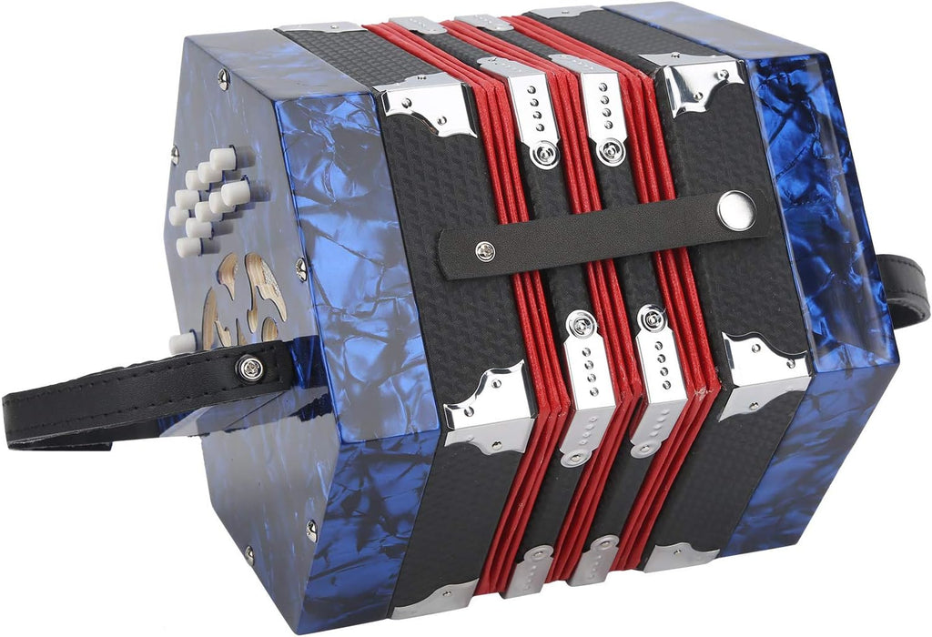 Accordian Instrument Concertina Instrument with an Adjustable Hand Strap with a Bag Professional Accordion Concertina, Accordion for Kids Beginners Adults Musical Instrument Supplies(Royal Blue)