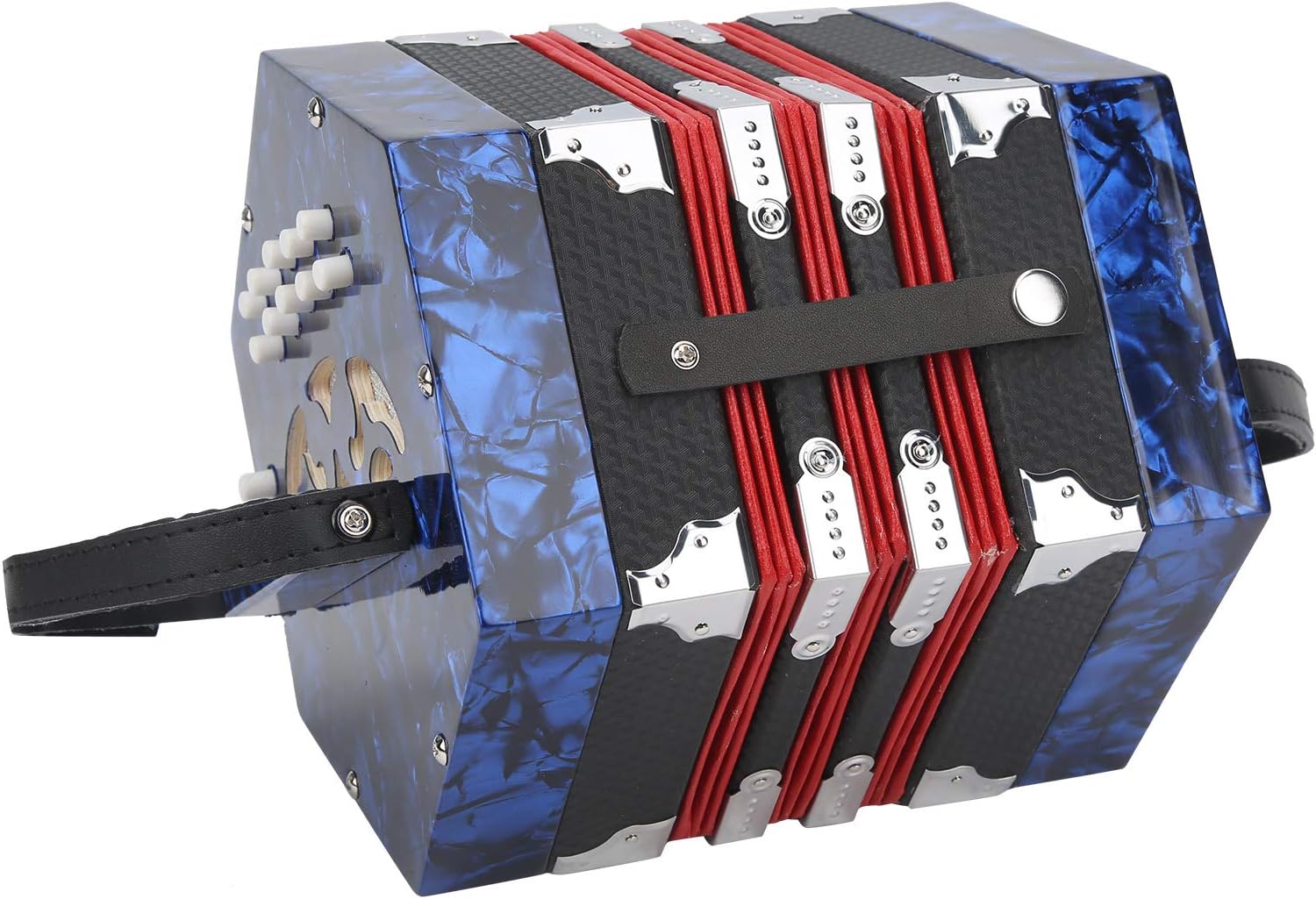 Accordian Instrument Concertina Instrument with an Adjustable Hand Strap with a Bag Professional Accordion Concertina, Accordion for Kids Beginners Adults Musical Instrument Supplies(Royal Blue)