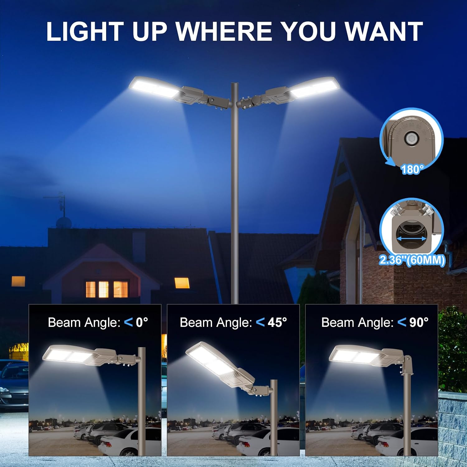 450W LED Parking Lot Light 67500LM with Slip Fitter, 5000K Shoebox Pole Light, AC100-277V, IP65 Waterproof Commercial Street Area Lighting for Driveway/Roadway/Yard
