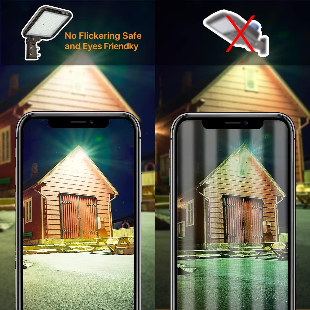 400W LED Parking Lot Light with Slip Fit Mount 60,000LM (150LM/W) Dusk to Dawn Outdoor Photocell IP65 Shoebox Pole Light 5000K 100-277V Commercial Street Area Lighting for Roadways, Stadiums