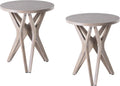 Pedestal Farmhouse End Table Set of 2, Distressed Top with Tripod Base Bedside Table for Living Room, Modern, Boho Decor, Round (2-Pack, Distressed Aah Grey)