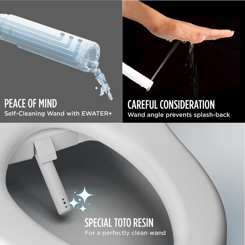 TOTO® Drake® WASHLET®+ Two-Piece Elongated 1.6 GPF Universal Height TORNADO FLUSH® Toilet and S7A Contemporary Bidet Seatwith Auto Flush, Cotton White - MW7764736CSFGA#01