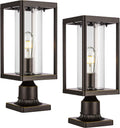 Beionxii Outdoor Post Lights, 20in Post Lantern with Pier Mount Base, Aluminum Street Lights with Glass, Fence Post Deck Lighting for Garden, Patio, Pathway, BXA291-P-2PK-O (NOT Solar, 110-120V AC)