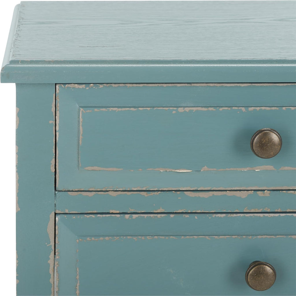 SAFAVIEH Furniture - Lori 2-Drawer End Table - Pale Blue & White Smoke - Solid Wood - Farmhouse Classic Design - Ideal for Living Room, Entryway, 18.1'W x 13'D x 26.8'H - Fully Assembled (AMH6576F)