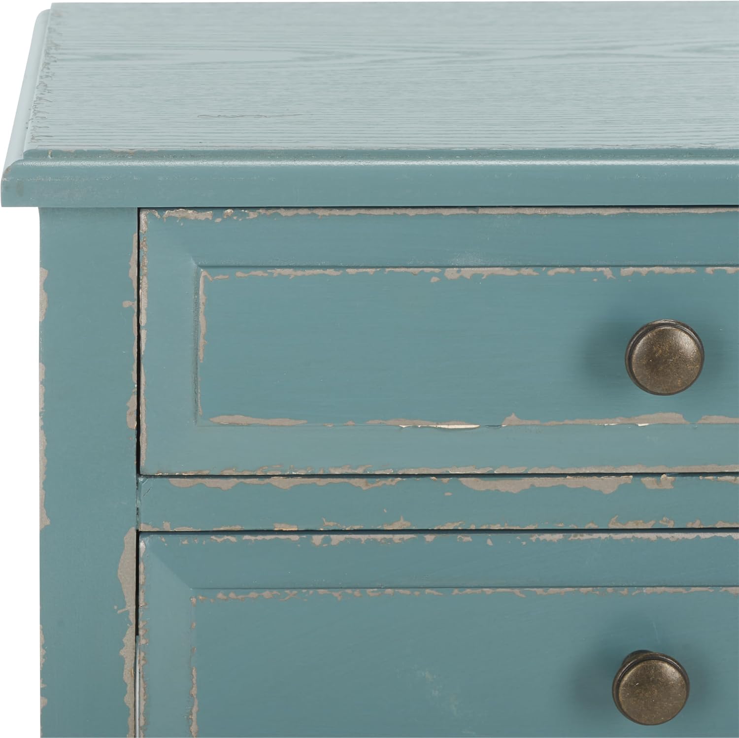 SAFAVIEH Furniture - Lori 2-Drawer End Table - Pale Blue & White Smoke - Solid Wood - Farmhouse Classic Design - Ideal for Living Room, Entryway, 18.1'W x 13'D x 26.8'H - Fully Assembled (AMH6576F)