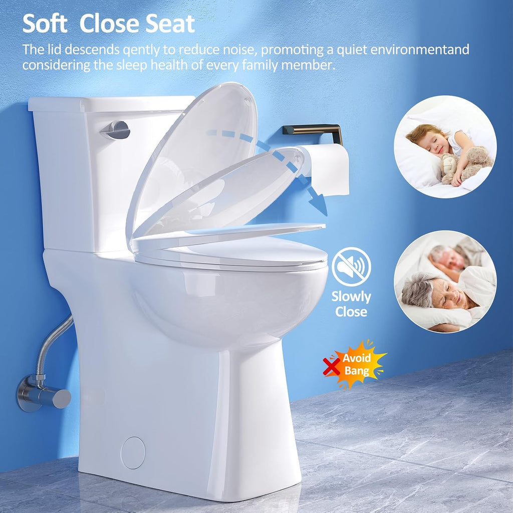 Simple Project 21 inch Tall Toilets for Seniors, Handicap, Tall Person | 12' Rough in Elongated Toilet & Powerful Single Flush 1.28GPF, Extra High Toilet with Soft Closing Seat