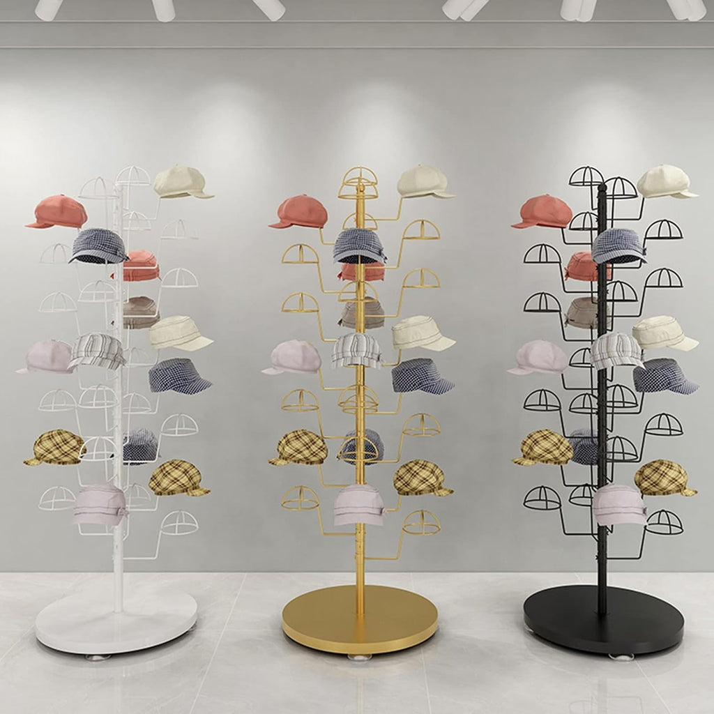 Hat Rack Hat Display Stand Standing Hat Racks for Baseball Caps Display, Large Capacity Metal Hat Holder Organizer - Place 30 Hats, for Commercial/Shops/Salons