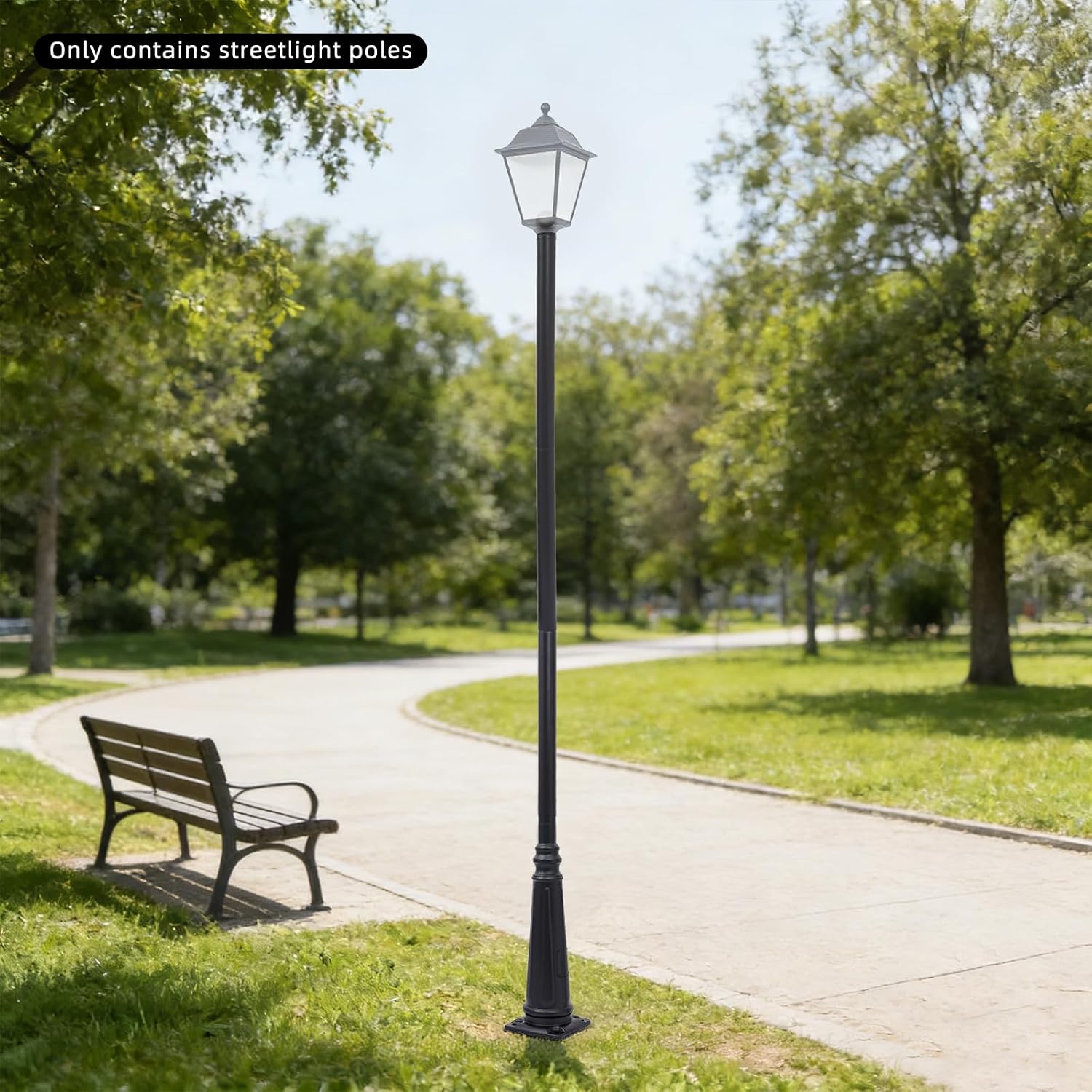 10FT Outdoor Lamp Post, Split Street Light Pole with Top Globe & Ground Cage Lighting Post Fixtures for Pathway Courtyard Parking Lot, Fits Standard 3' Post Top Fixtures (10FT 275+76mm)