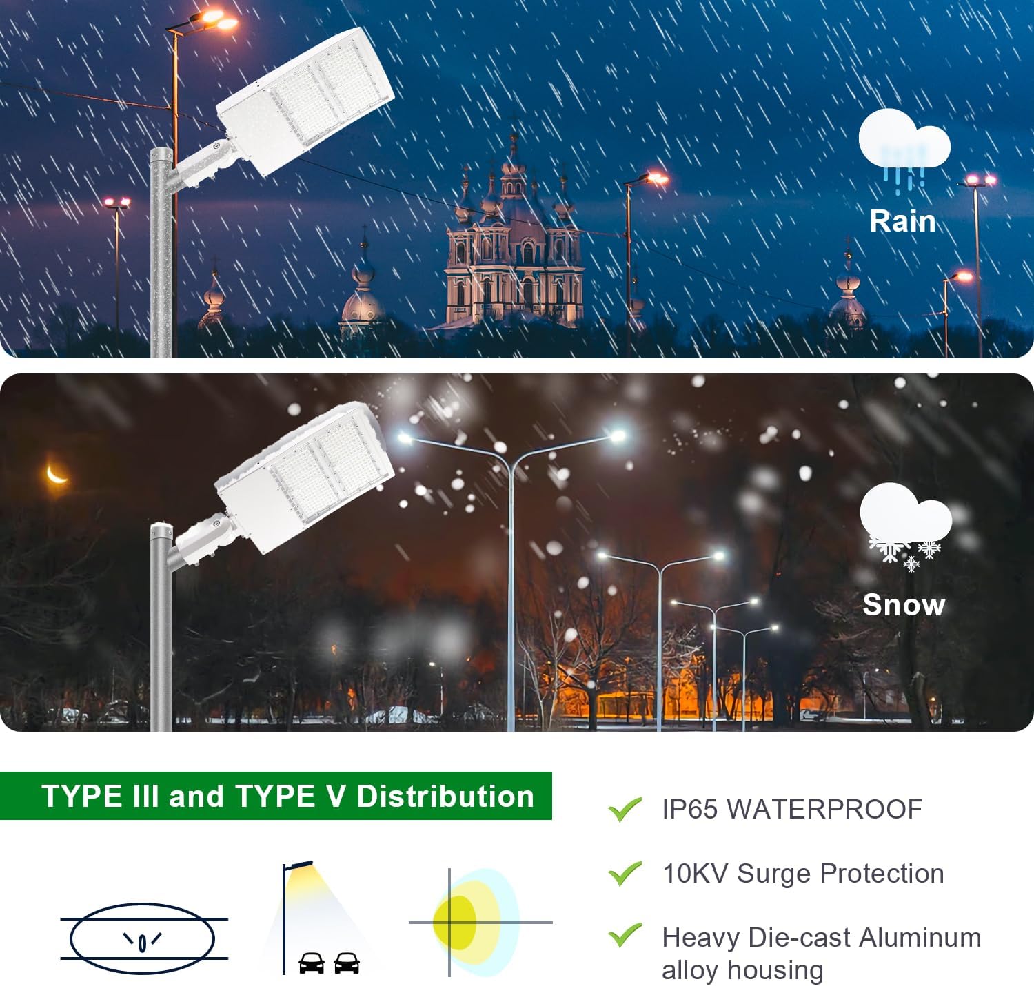300W LED Parking Lot Light, 5000K 42000LM(140lm/w) LED Shoebox Area Light - Slip Fitter Mount, Dimmable Commercial Street Lighting, IP65 Surge Protection Built-in, AC100-277V