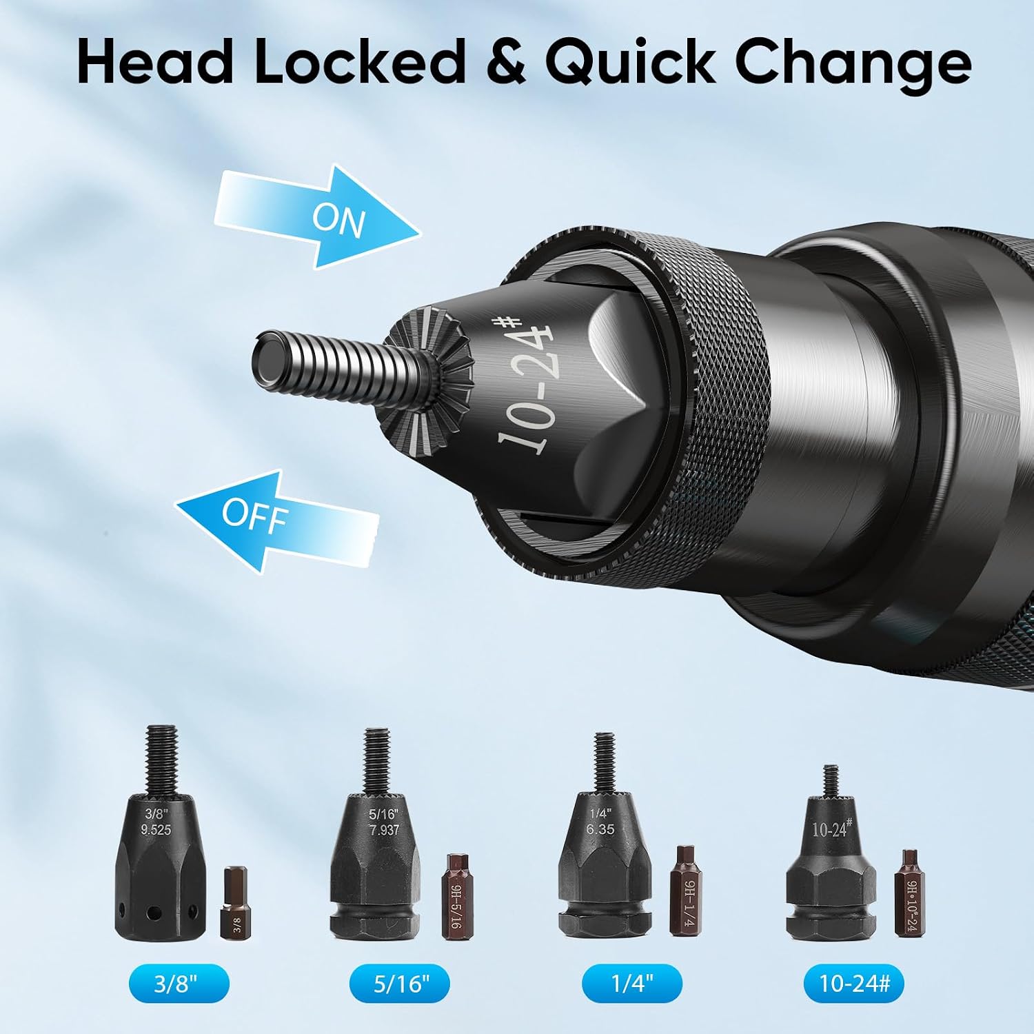 2 in 1 Cordless Electric Rivet/Nut Gun Tool for Nutsert(10/24' & 1/4' & 5/16' & 3/8'),Rivets(1/8'', 5/32'', 3/16'), Portable Battery Powered Pop Rivet/Nut Gun, Auto/Manual Rivet, Two Memory Modes