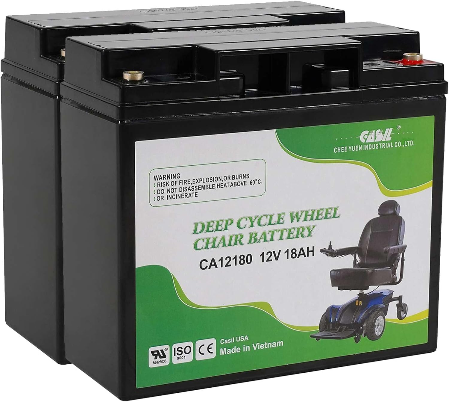 Casil 12V 18Ah Scooter Battery | Pride Mobility Scooter Accessories - Replacement for Pride Scooter Wheelchair Jazzy Power Chair Gogo Elite Traveller
