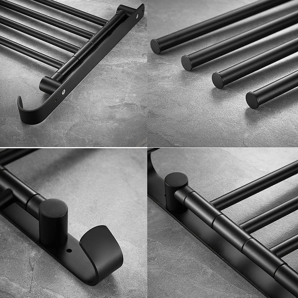 ZHOUXIAO Brass Swing Out Towel Bar Gold Black Finish,Vintage Towel Racks for Bathroom or Kitchen, Metal Towel Bar Folding Arm Swivel Hanger Bathroom Storage Organizer Wall Mo A