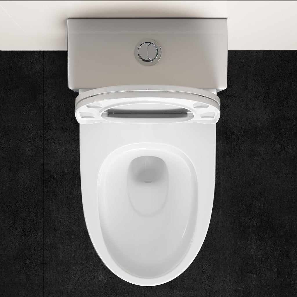 WinZo 10' Rough-in Elongated Toilet One Piece Modern Design Dual Flush 1.1/1.6 GPF For Bathroom,White