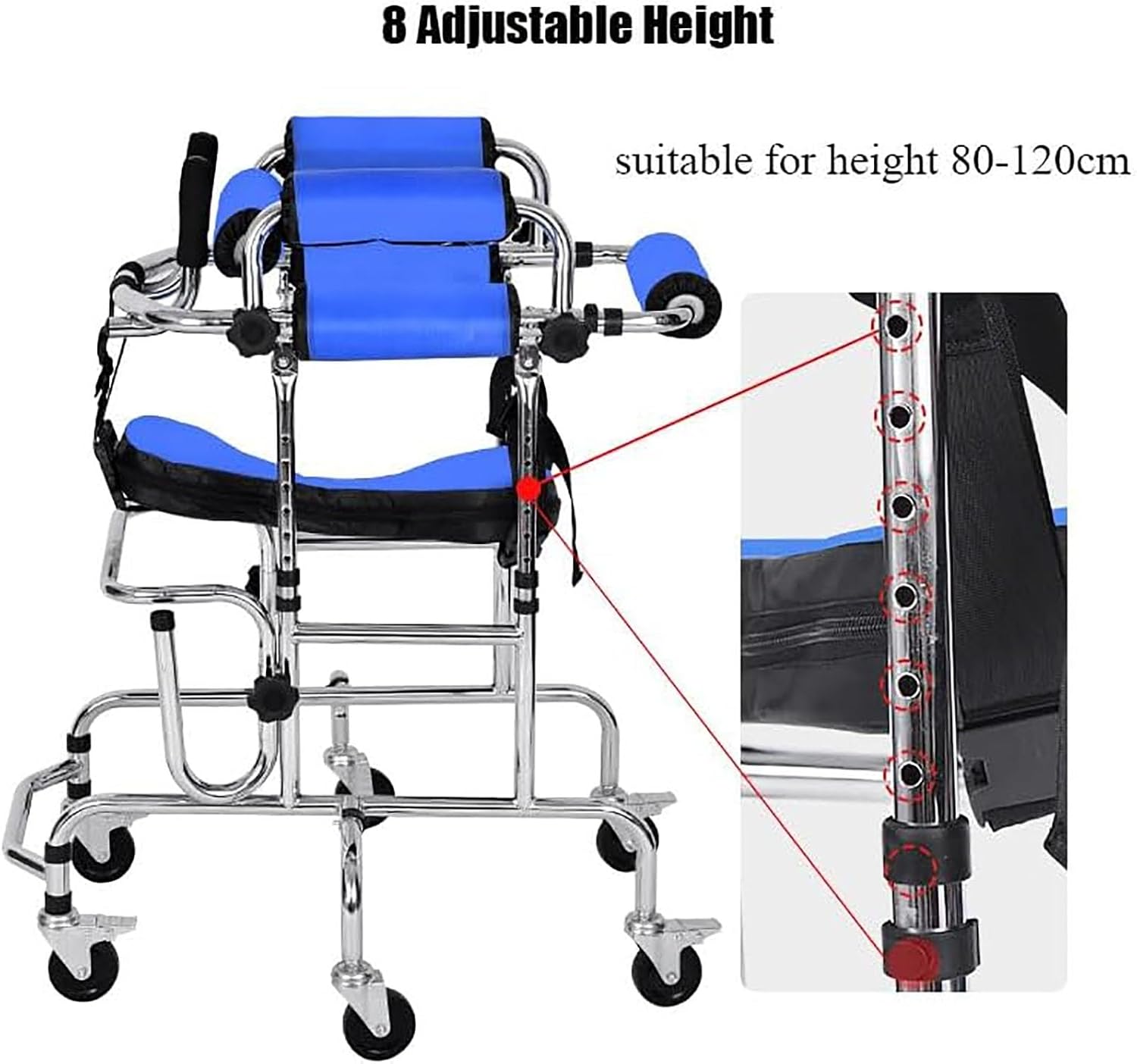 Walking aids Walker for Children, PortableWalking Standing Frame with Height Adjustable Seat,Lightweight Aluminium Rollator, for Height 80-120cm Kids Cerebral Palsy Disability Rehabilitation Training