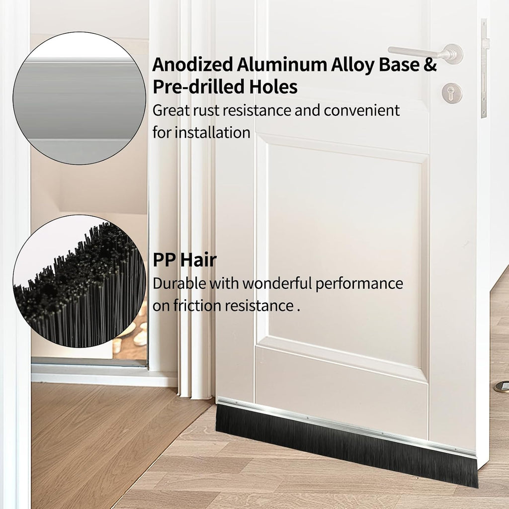 12 Sets 4+0.91 Inches Door Brush Sweep Seal Roll Up Door Seal Kit Garage Door Sweeps Suitable for Multiple Floors Easy Mounting(4 inches, 12)