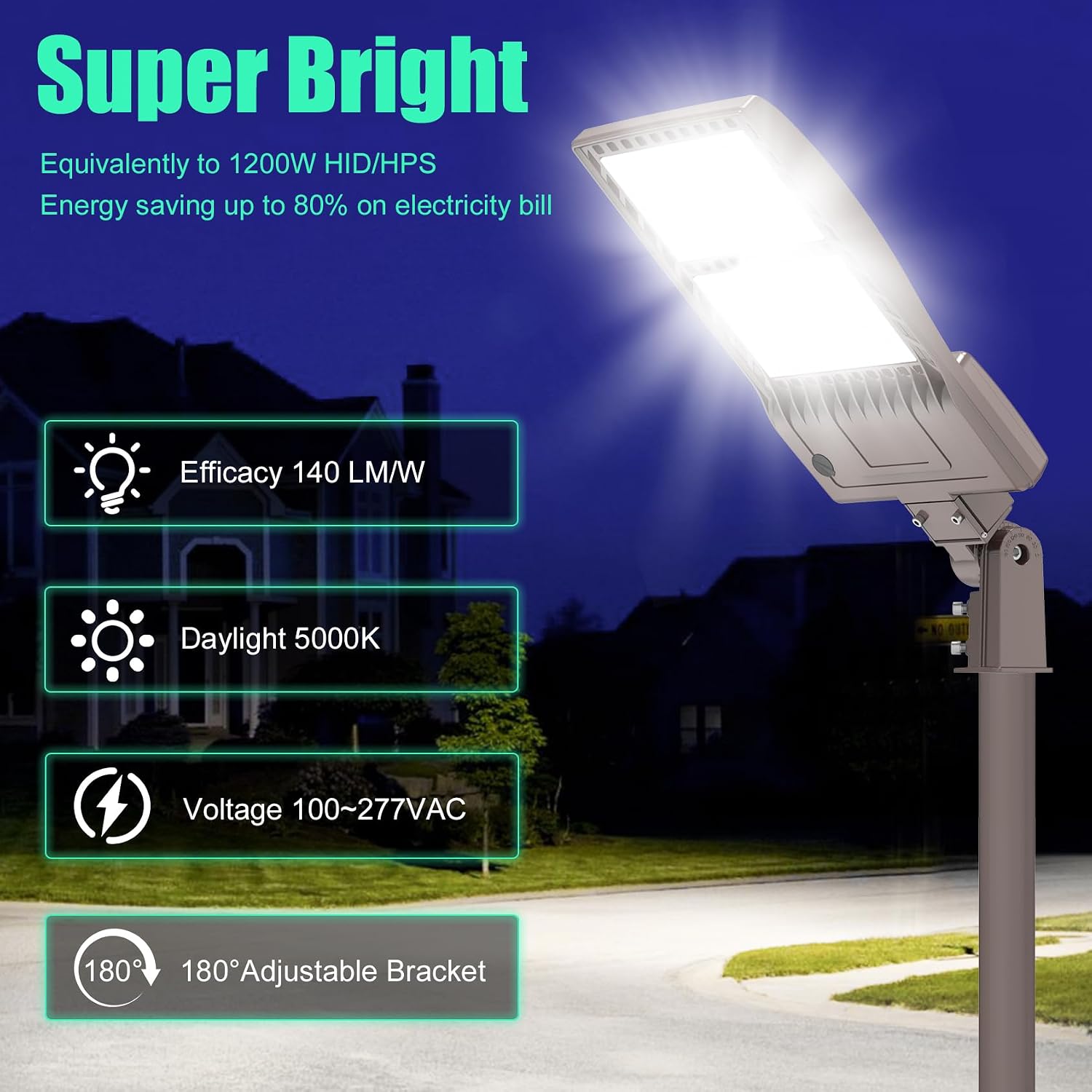 BBESTLED 2 Pack 320W LED Pole Light Outdoor Parking Lot Lights Dusk to Dawn 44800LM IP65 5000K Shoebox LED Light with Slip Fit Mount Area Street Stadium Roadway Lighting 100-277VAC Input