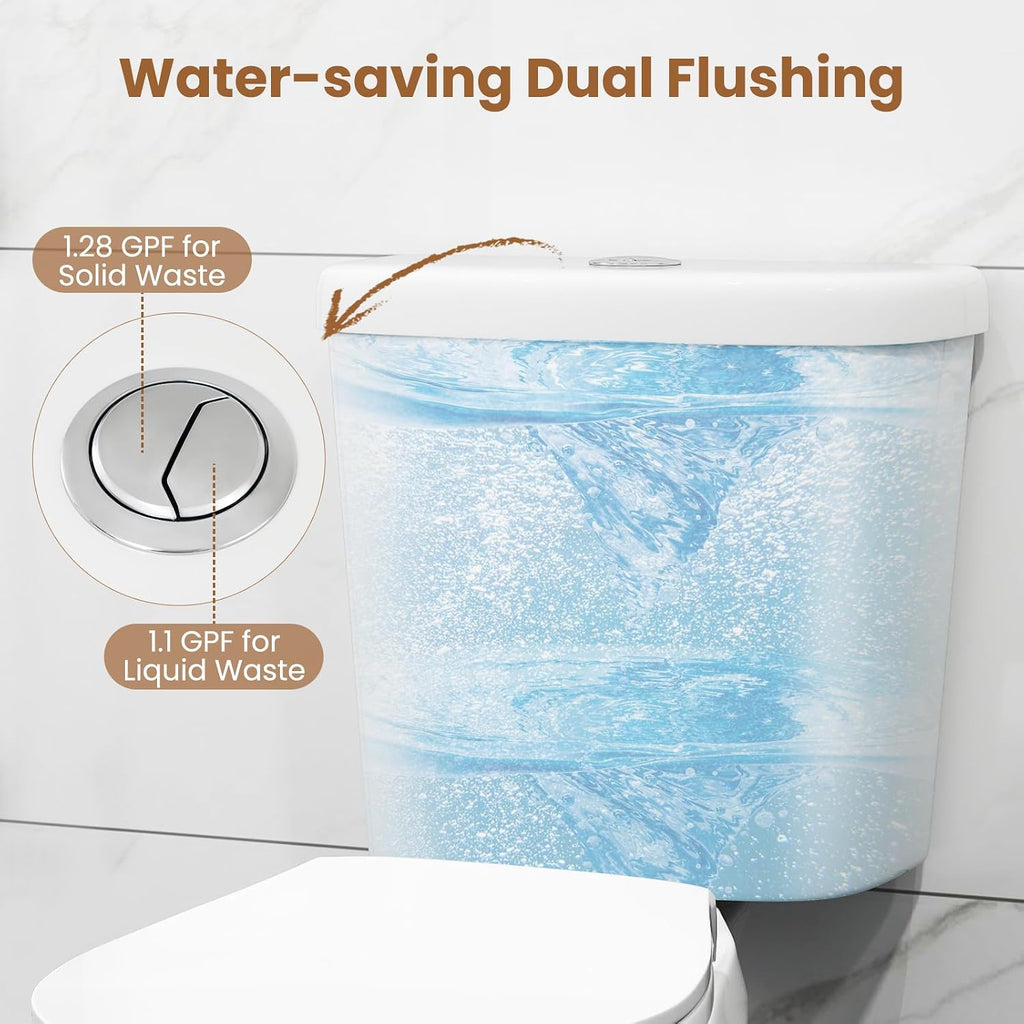 Giantex Two-Piece Elongated Toilet with 17.5' ADA Comfort Height Seat, Powerful Dual Flush 1.1/1.28 GPF, MAP 1000g, Soft Close Seat & 12' Rough-In, Water Sense, cUPC and CEC Approved, Load 880Lbs