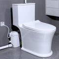 Upflush Toilet with 500W Pump For Basement,4 Inlets for Basin/Laundry/Shower, One-piece Dual-Flush Elongated Chair Height Toilet with Soft Close Seat, Nano-glaze Finished