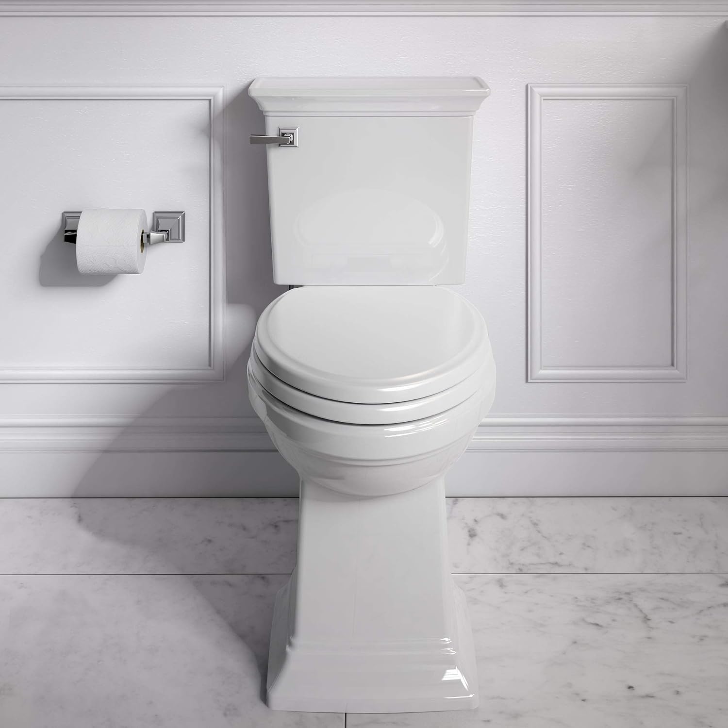American Standard 2917228.020 Town Square S Two-Piece Toilet Chair Height, Elongated Front, White, 1.28 GPF