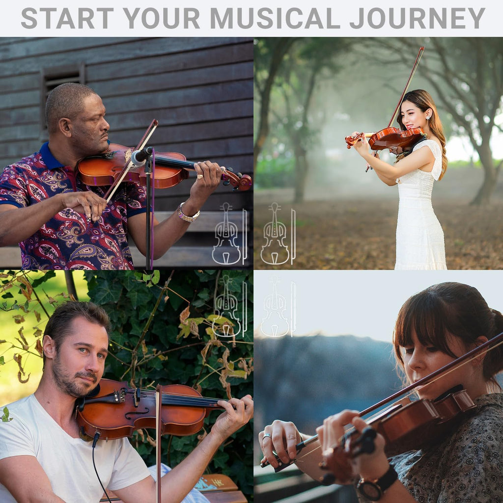 1/2 Acoustic Violin for Beginners, Full Size Solidwood Fiddle Set for Kids and Adults with Hard Case, 2 Bows, Extra Strings, Shoulder Rest, Rosin, Clip-on Tuner, Fingerboard Stickers, and Mute.