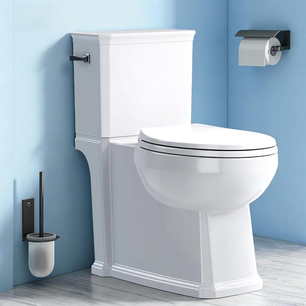 17.3' ADA Comfort Height Toilets with Hidden Drainage Port, 14' Wide Bowl Two Piece Toilets for Bathrooms, Tall Height, 1.28 GPF Single Power Flush Toilet with Jet Flush, 12' Rough In