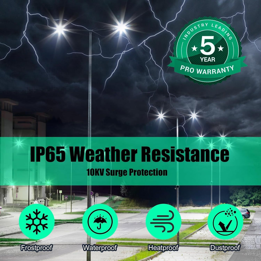 10 Pack 400W LED Parking Lot Light 60,000LM, Outdoor Street Area Lighting with Slipfitter Mount UL Listed Pole Lights 100-277V IP65 Waterproof 5000K LED Shoebox Commercial Lighting