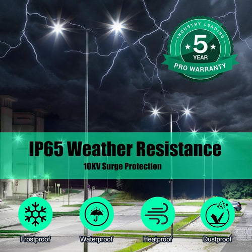 10 Pack 400W LED Parking Lot Light 60,000LM, Outdoor Street Area Lighting with Slipfitter Mount UL Listed Pole Lights 100-277V IP65 Waterproof 5000K LED Shoebox Commercial Lighting