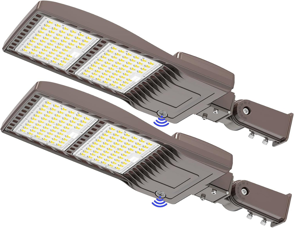 BBESTLED 2 Pack 320W LED Pole Light Outdoor Parking Lot Lights Dusk to Dawn 44800LM IP65 5000K Shoebox LED Light with Slip Fit Mount Area Street Stadium Roadway Lighting 100-277VAC Input