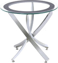 BOWERY HILL Round End Table, 22 in H x 23.5 in W, Glass Top and Metal Frame, Chrome Finish, Modern Coffee Accent Table for Living Room or Home Decor