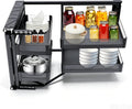 Blind Corner Cabinet Pull Out Organizer 2 Tier Kitchen Corner Cabinet Organizer with 4 Detachable Shelves, Height Adjustable Narrow Blind Cabinets Kitchen Pull Out Left or Right Cabinets