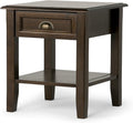 SIMPLIHOME Burlington End Table - 18 inch Wide Solid Wood Square Accent Table with Drawer and Open Shelf in Mahogany Brown, Transitional Nightstand or Lamp Stand for Living Room or Bedroom