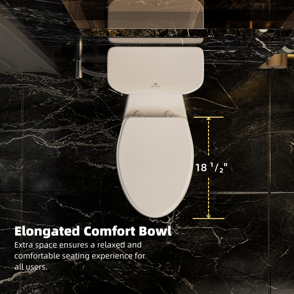 19 Inch High Toilet, Los Flexi ADA & Elongated Extra Tall Toilet for Seniors, Comfort Height Two-Piece Toilet With Soft-Close Seat,12' Rough-In, S-Trap, Siphonic Flush 1.28 GPF