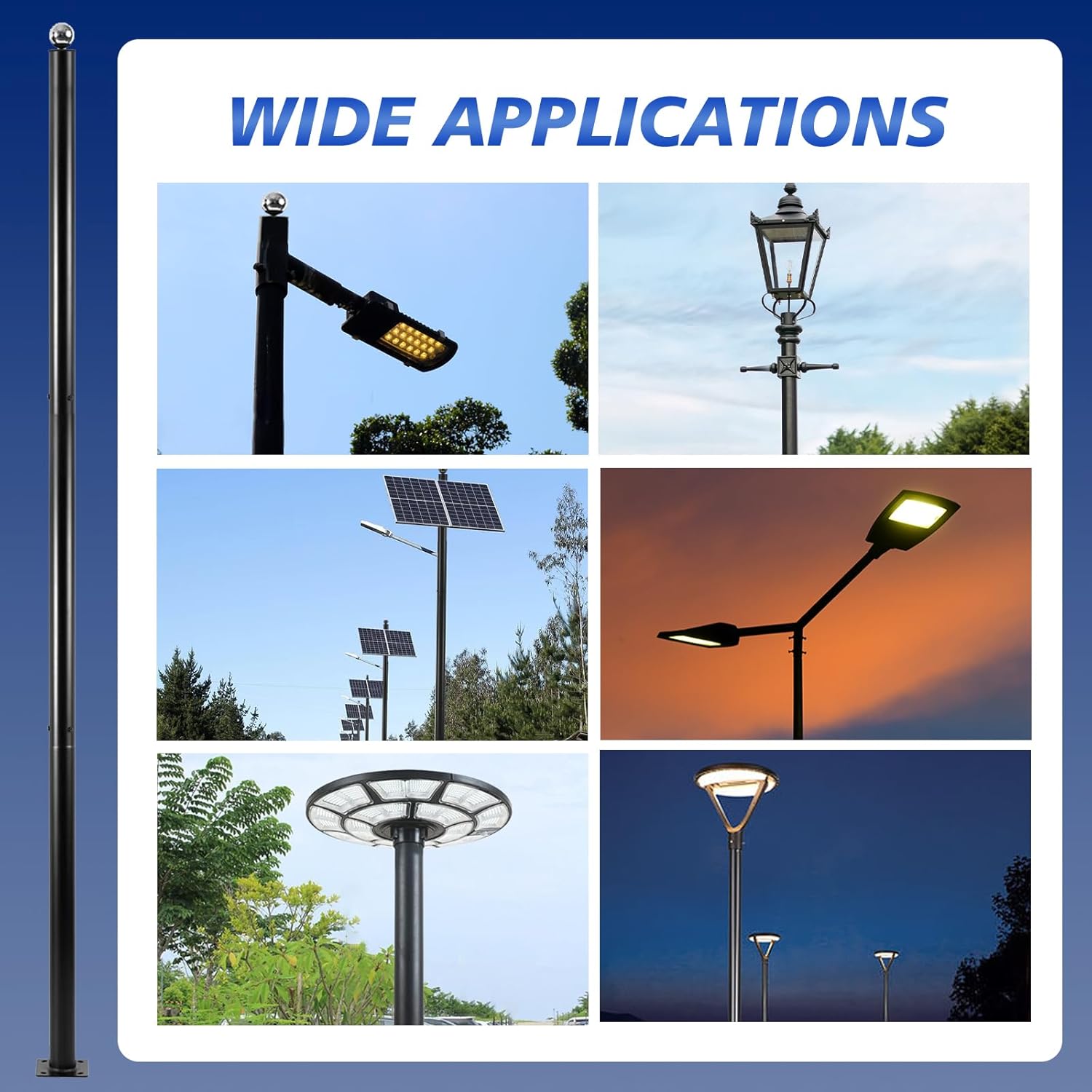Street Light Pole 13Ft, Street Light Poles for Outdoor Lighting,Solar Pole Accessory for Street, Suitable for Basketball Courts, Residential Areas,Parking Lots, Park 13ft（76）