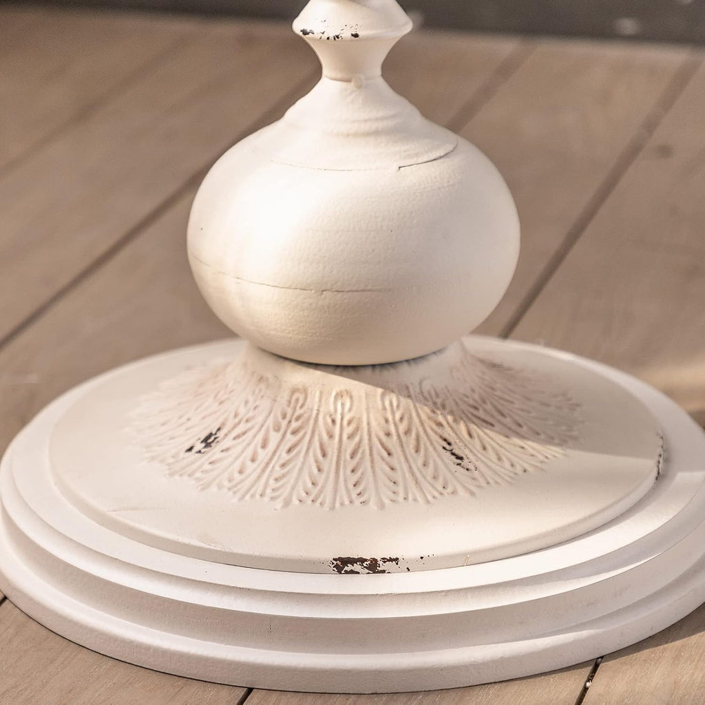 Round Side Table Living Room, Vintage End Table, French Country Round Table with Cedar Wood Accent Table for Bedroom, Entryway, Home Decor White