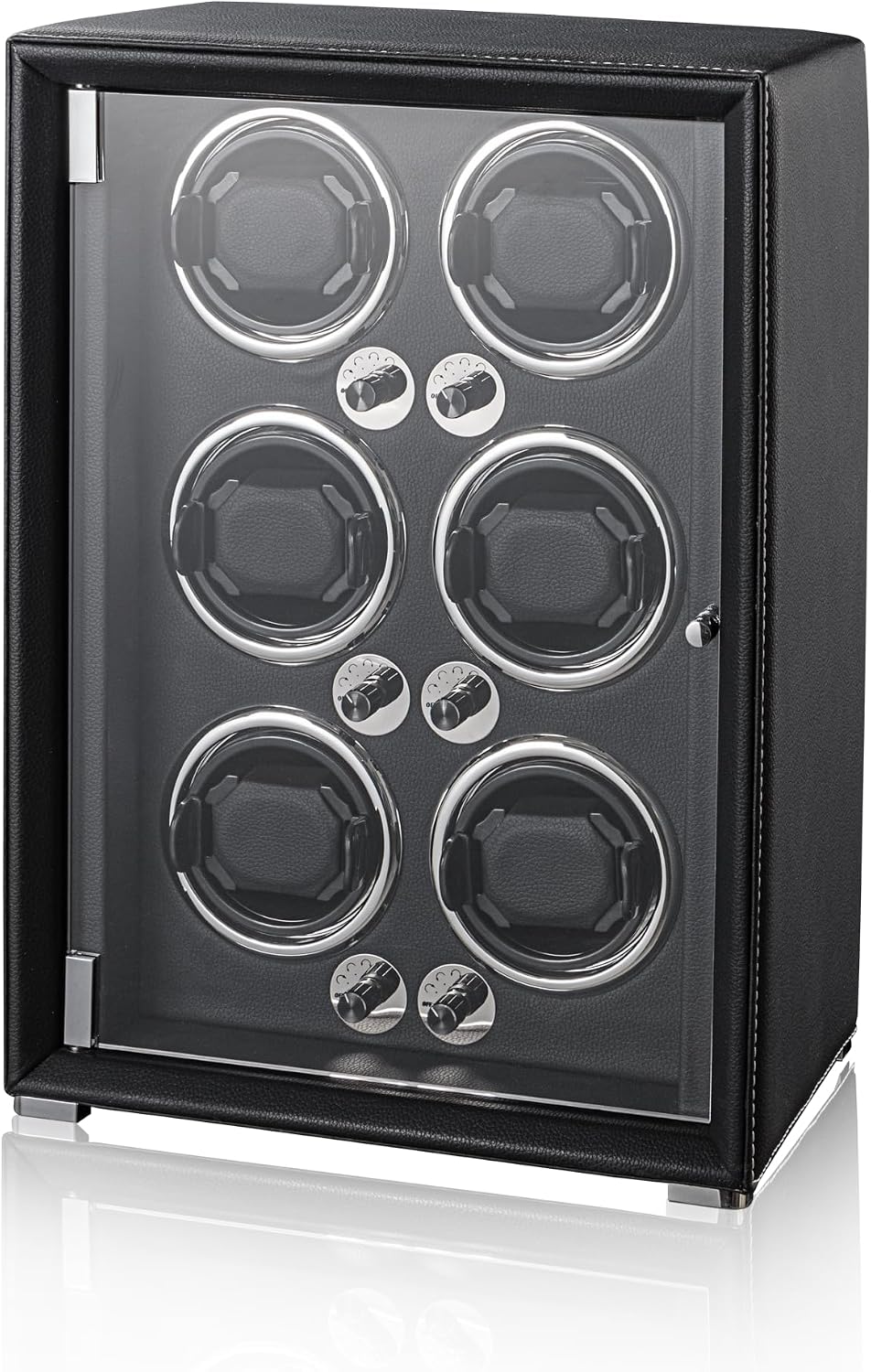 Watch Winder for 2/4/6/9 Automatic Watches, high-end Leather Making, Super Quiet Mabuchi Motor, Two Power Modes, Built-in led Lights