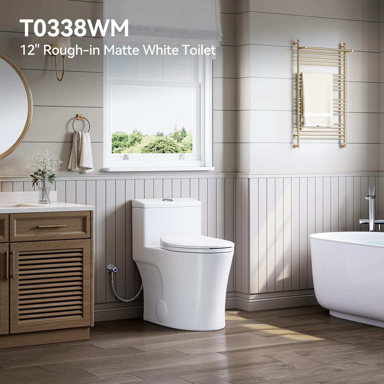 HOROW T0338WM Elongated One Piece Toilet Matte White, ADA Toilet 17.3' with Comfort Chair Height Seat, 1.1/1.6 GPF Powerful Dual Flush Toilet for Bathroom