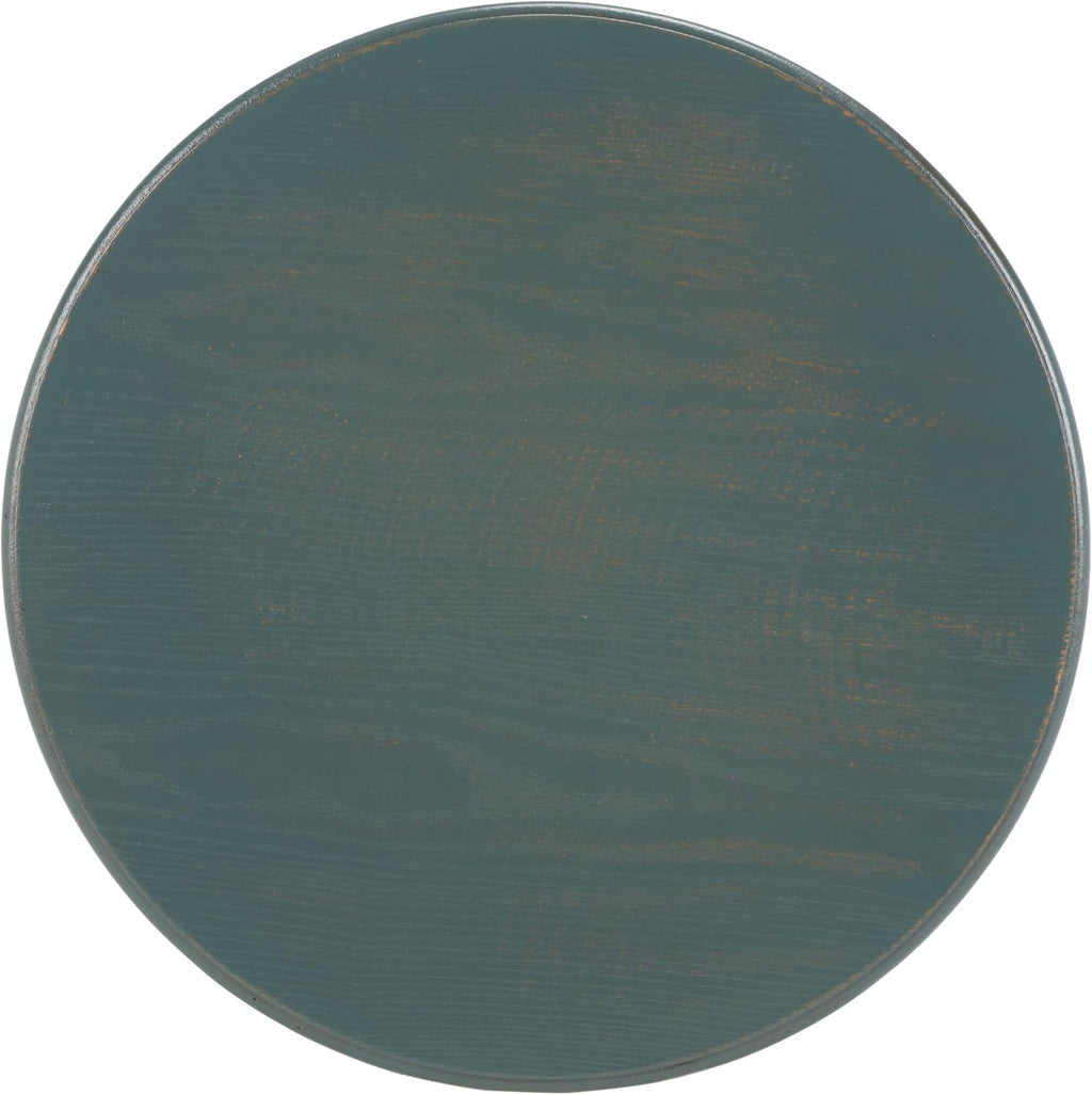 SAFAVIEH Home Collection – Janika Dark Teal Washed Round Accent Table with Shelf, Fully Assembled Solid Pine Wood Side Table for Living Room or Bedroom (AMH6607C)