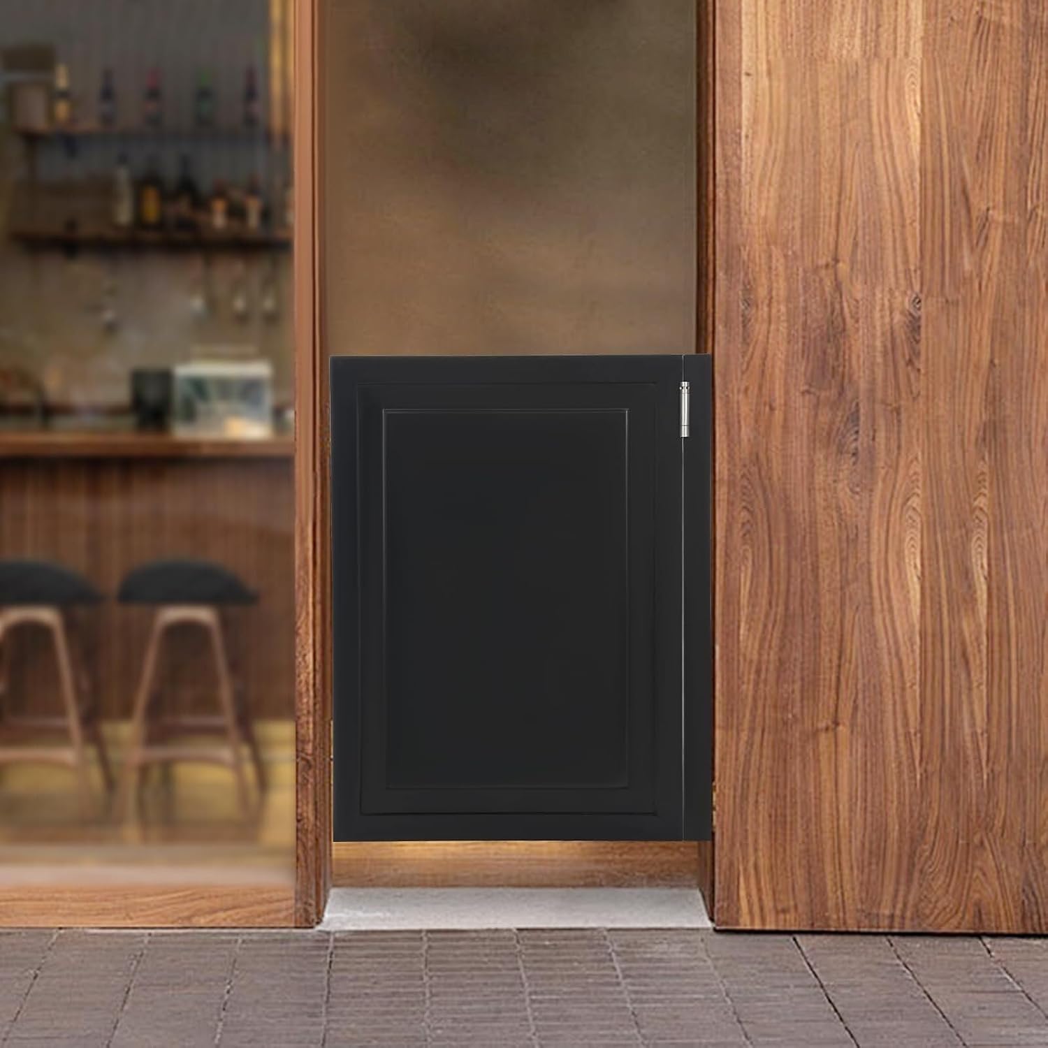 Swinging Doors Cafe Doors with 3 Hinges,Wood Swing Door Interior Saloon Half Partition Door for House Kitchen Shop Entrance Pub Porch(27.6x35.4in-Black)