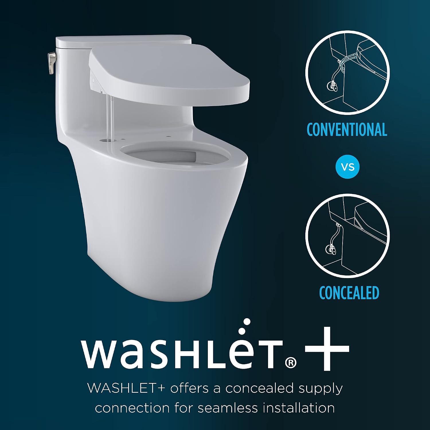 TOTO® Drake® Transitional WASHLET®+ Two-Piece Elongated 1.28 GPF Universal Height TORNADO FLUSH® Toilet with S5 Bidet Seat, Cotton White - MW7863446CEFG#01