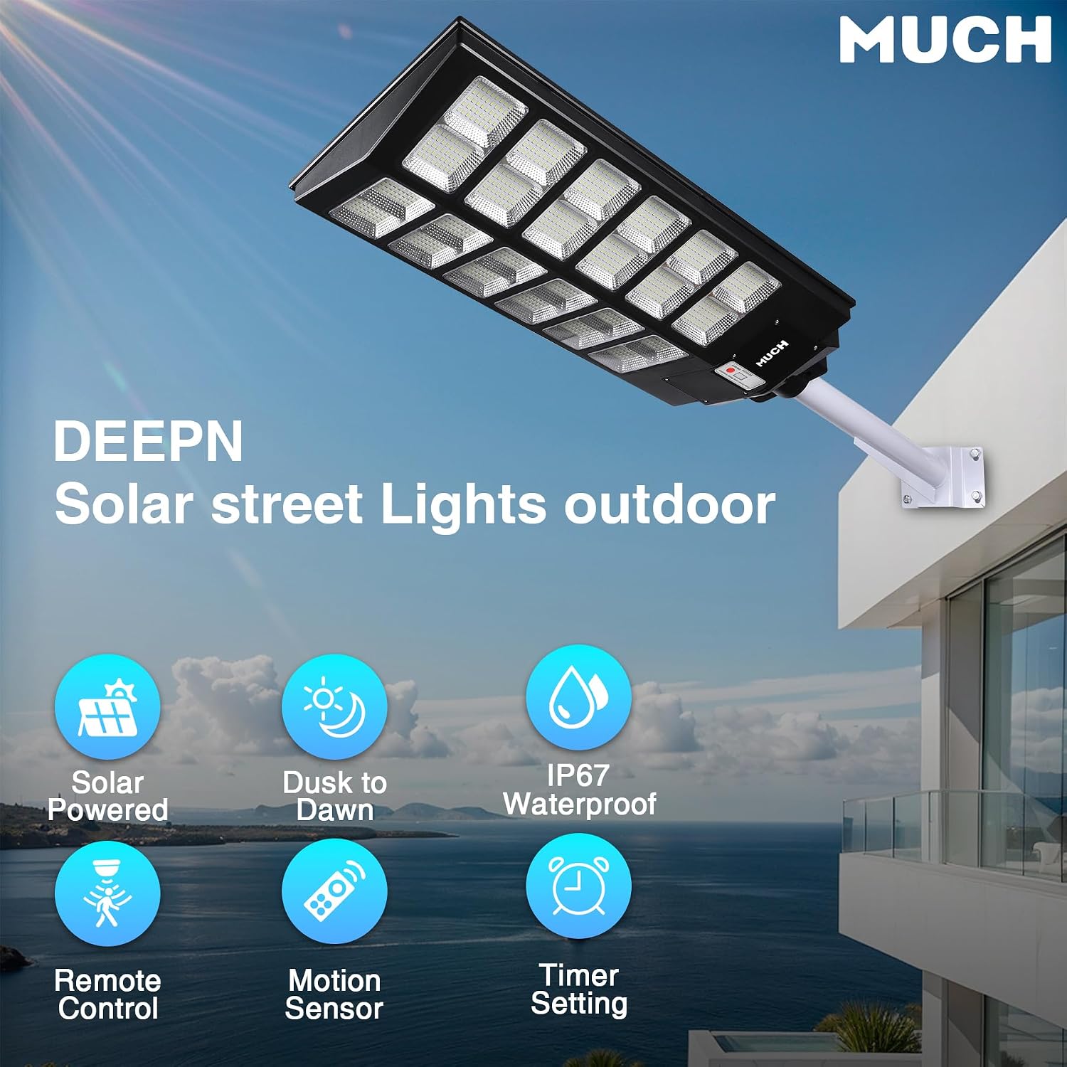 10000W Solar Parking Lot Lights Dusk to Dawn,Wide Angle Road Area Lamp | Motion Sensor and Remote Control Operation,for Garden,Yard,Street and Parking Lot