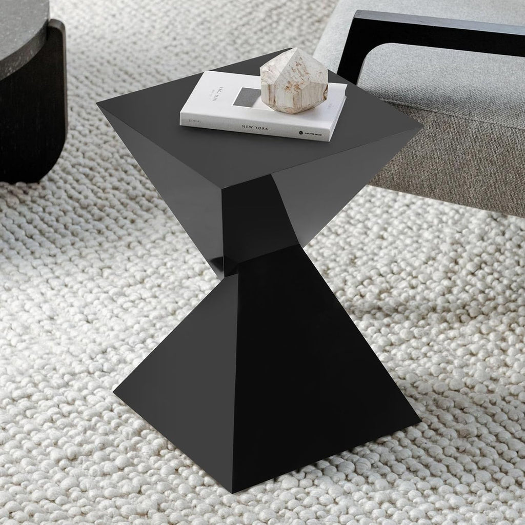 BECHAEO Black Acrylic Side Table Set of 2, Small End Tables for Small Spaces, Modern Acrylic End Tables Living Room Bedroom Nightstand with Irregular Design, Lightweight Farmhouse Outdoor Side Tables