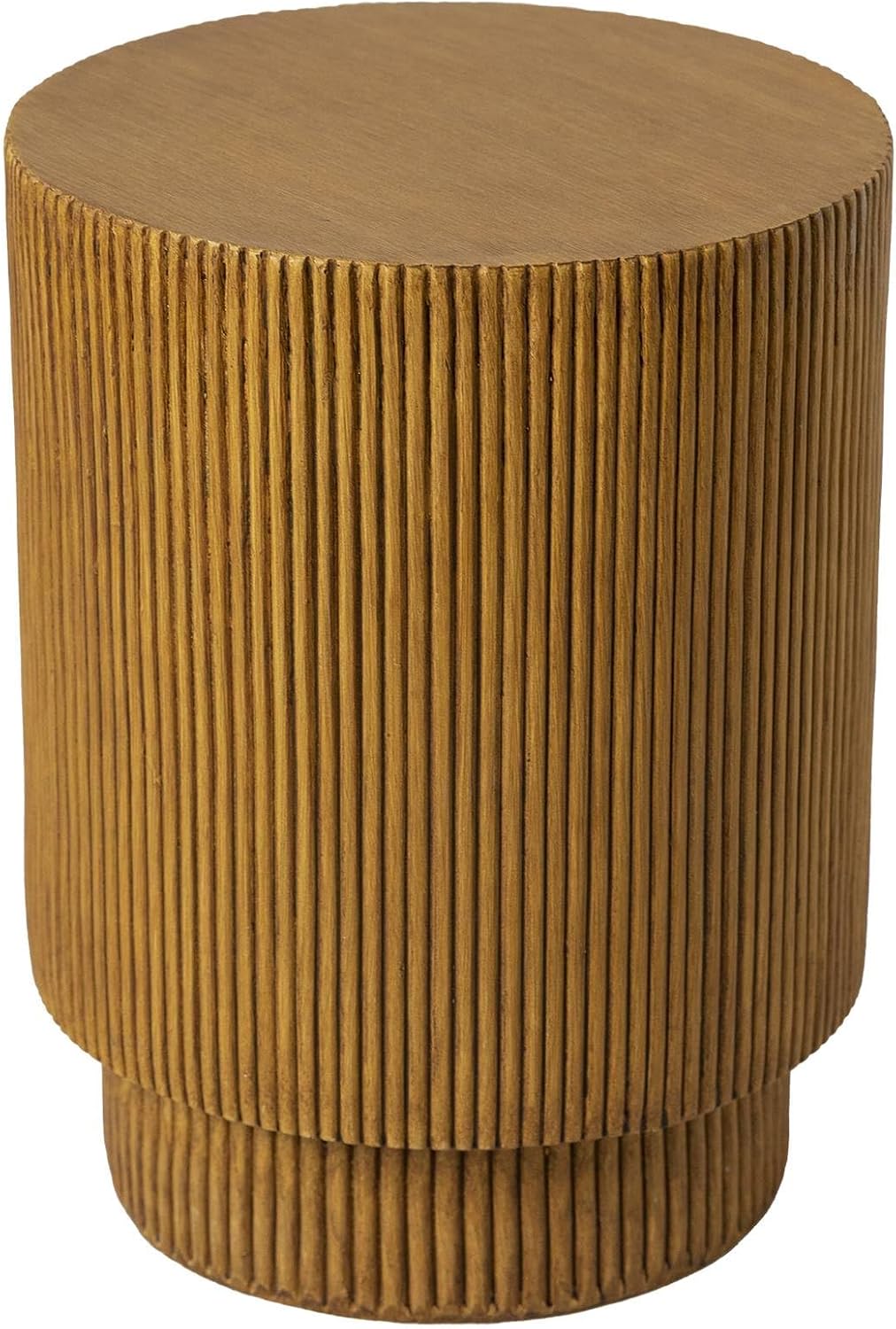 LeisureMod Modern Side Table Round Fiberstone Top Accent End Table for Home, Outdoor Patio, Living Room Sofa, Weather-Resistant, Eden Series in Brown