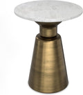 SIMPLIHOME Leyla Metal Side Table - 16 inch Wide Solid Metal Round Accent Table in Antique Brass, Modern Contemporary End Table for Living Room, Bedroom, or Office with Compact Design