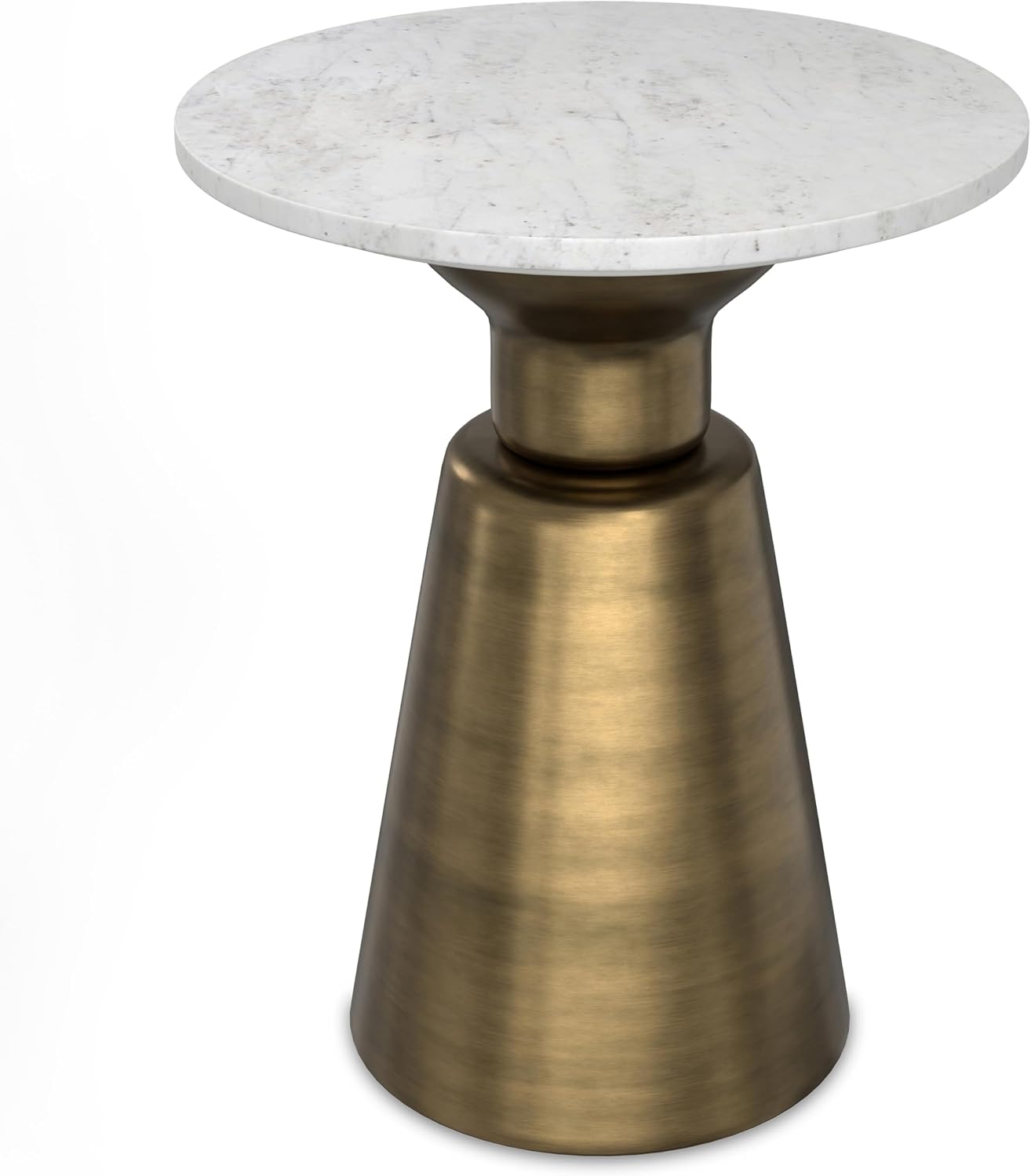 SIMPLIHOME Leyla Metal Side Table - 16 inch Wide Solid Metal Round Accent Table in Antique Brass, Modern Contemporary End Table for Living Room, Bedroom, or Office with Compact Design