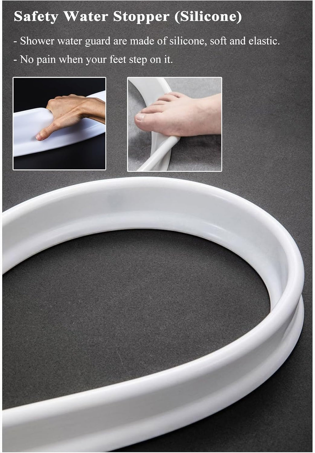 Shower Water Splash Guard Tall 4Inch, Black White Gray Water Stopper Barrier for Kitchen Sink Bathroom Floor Door, Edge Water Lip Retaining Strips/ Shield Self Adhesive Collapsible Bumpers ( Color : W