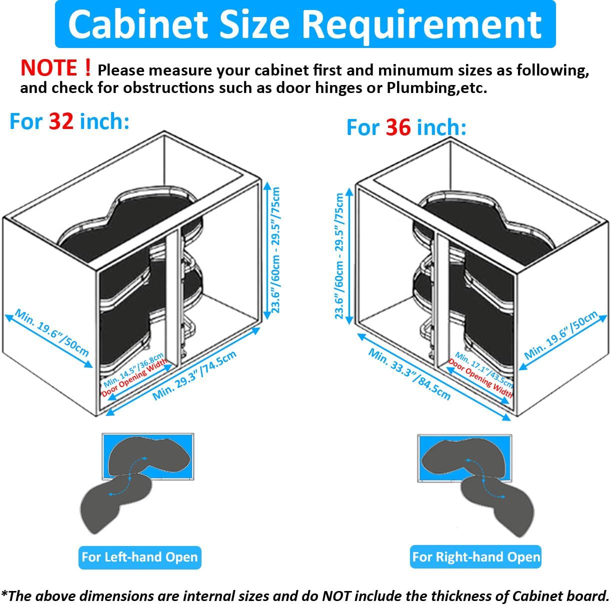 HANKEY Swing Right Blind Corner Cabinet Pull Out Organizer 2-Tier Slide Out Kitchen Organizers and Storage with Soft Close, Kitchen Cabinet Lazy Susan Organizer for Cabinet 32inch, Right Open