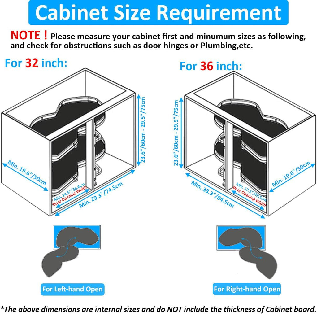 HANKEY Swing Left Blind Corner Cabinet Pull Out Organizer 2-Tier Slide Out Kitchen Organizers and Storage with Soft Close, Kitchen Cabinet Lazy Susan Organizer for Cabinet 36inch, Left Open