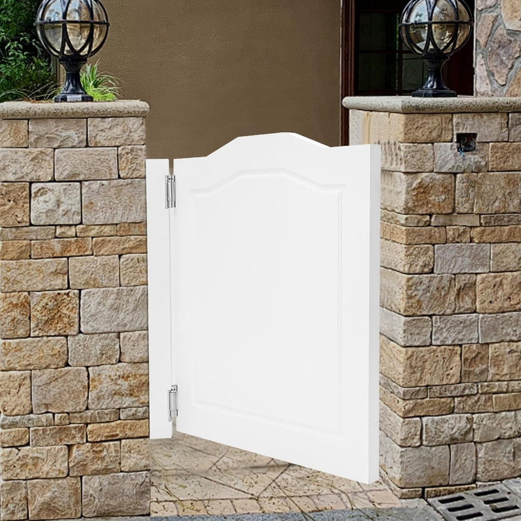 Swinging Door Cafe Doors,Solid Wood Swing Door Interior Saloon Half Partition Doors with 3 Hinges for House Kitchen Shop Entrance Pub Porch(White-24.02 * 35.83in)